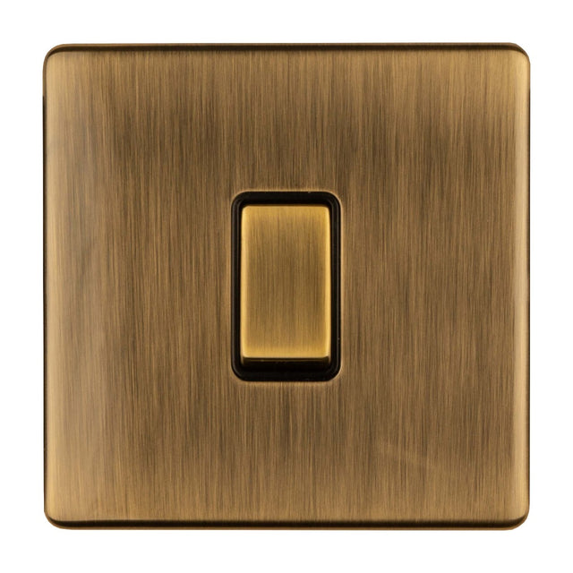 This is an image of Eurolite - Concealed 3mm Intermediate Switch Antique Brass (With Black Trim) | Sku. abintb | available from Trade Door Handles.