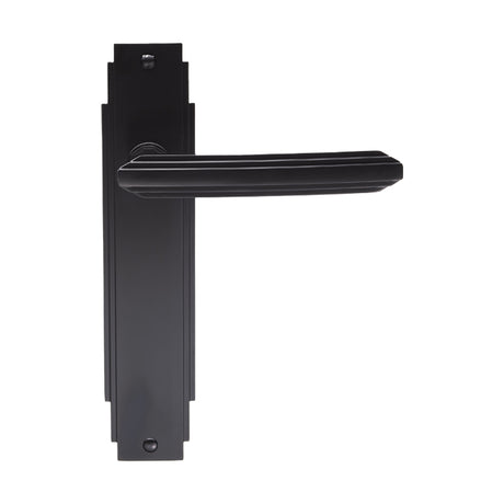 High quality image of Carlisle Brass - Art Deco Lever on Latch Backplate - Matt Black | Sku. adr012mb | Trade Door Handles.