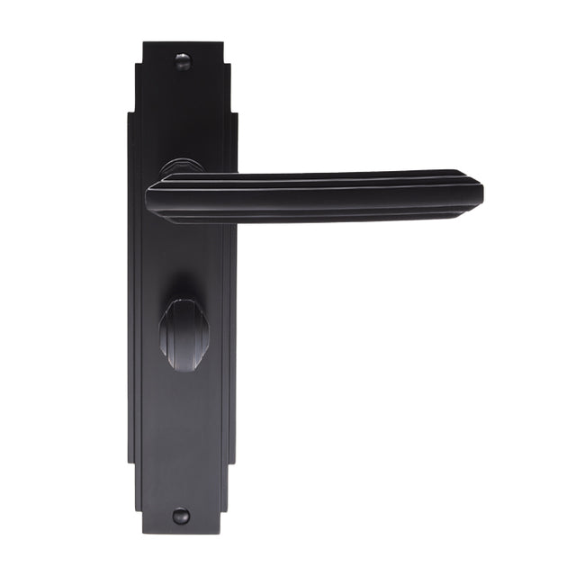 High quality image of Carlisle Brass - Art Deco Lever on WC Backplate - Matt Black | Sku. adr013mb | Trade Door Handles.