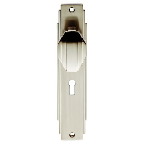 High quality image of Carlisle Brass - Art Deco Knob on Lock Backplate - Satin Nickel | Sku. adr021sn | Trade Door Handles.
