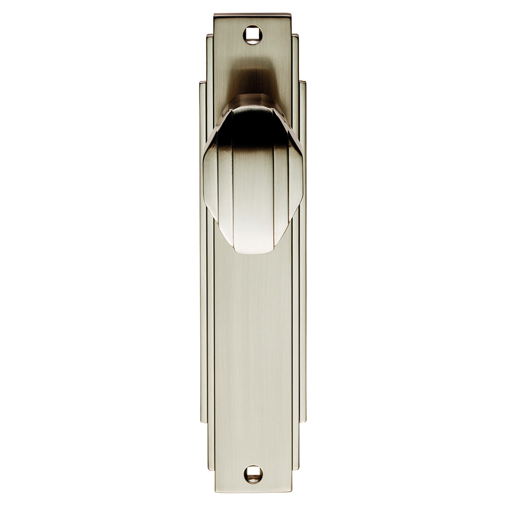 High quality image of Carlisle Brass - Art Deco Knob on Latch Backplate - Satin Nickel | Sku. adr022sn | Trade Door Handles.