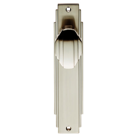 High quality image of Carlisle Brass - Art Deco Knob on Latch Backplate - Satin Nickel | Sku. adr022sn | Trade Door Handles.