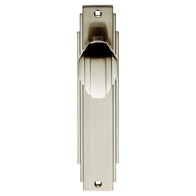 High quality image of Carlisle Brass - Art Deco Knob on Latch Backplate - Satin Nickel | Sku. adr022sn | Trade Door Handles.