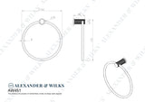 Alexander & Wilks Accessories Antique Brass / Towel Rings Alexander & Wilks - Brunel Diamond Knurled Towel Ring - Antique Brass