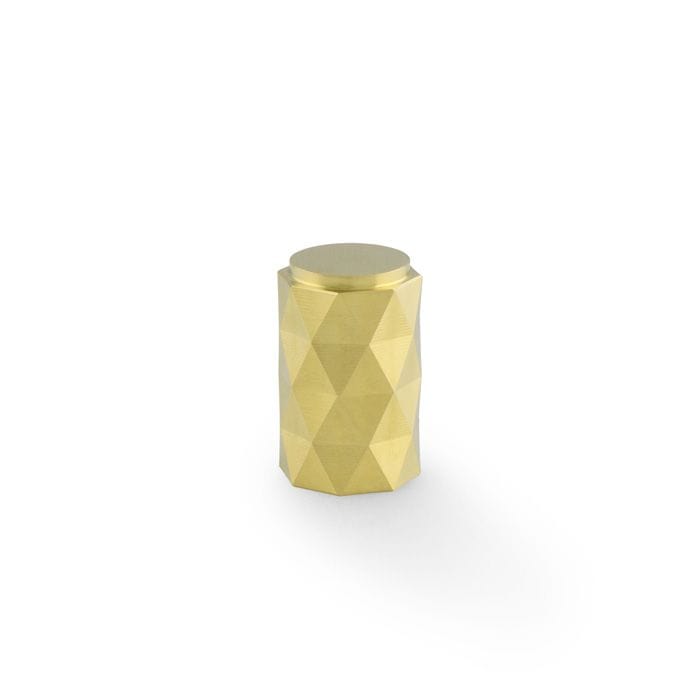 Alexander & Wilks Cabinet Hardware Satrin Brass PVD / Cabinet Knobs / 30mm Dia. Alexander & Wilks Diamond Cut Cylinder Cabinet Knob - 30mm - Satin Brass PVD