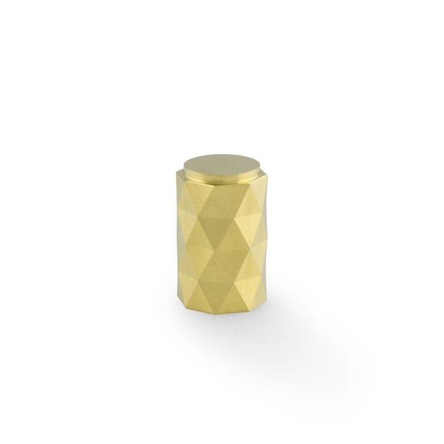 Alexander & Wilks Cabinet Hardware Satrin Brass PVD / Cabinet Knobs / 30mm Dia. Alexander & Wilks Diamond Cut Cylinder Cabinet Knob - 30mm - Satin Brass PVD