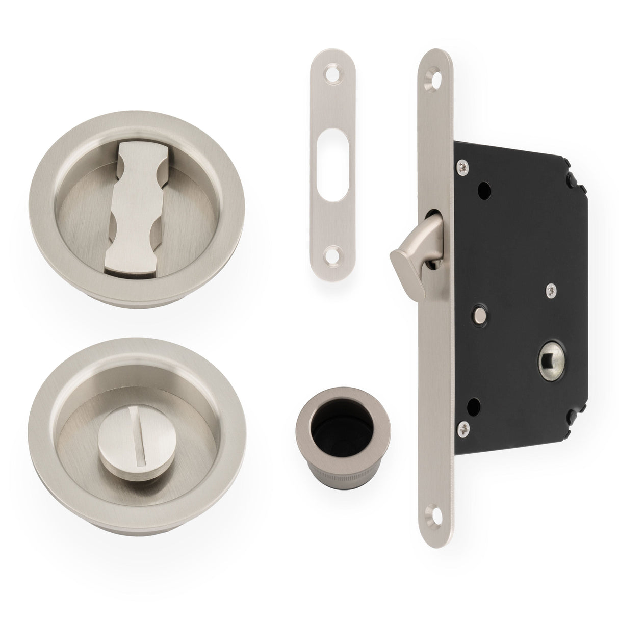 Alexander & Wilks Locks & Latches Satin Nickel / Sliding Door Lock Alexander & Wilks - Radius Sliding Door Lock Set - Satin Nickel