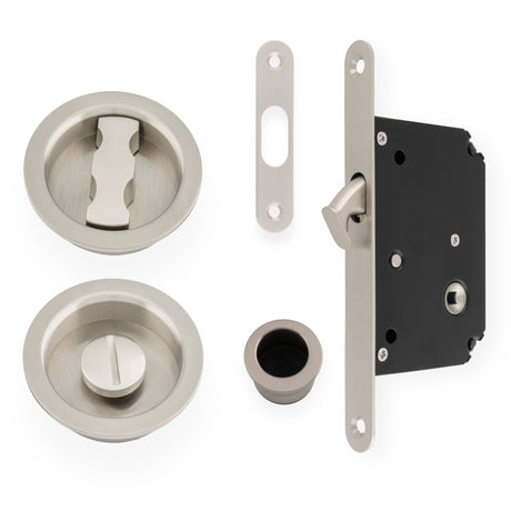 Alexander & Wilks Locks & Latches Satin Nickel / Sliding Door Lock Alexander & Wilks - Radius Sliding Door Lock Set - Satin Nickel