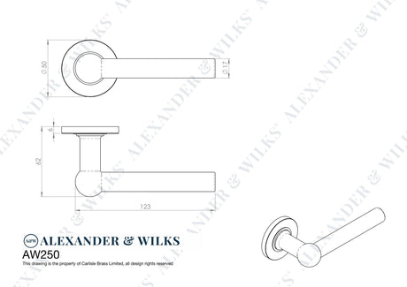 Alexander & Wilks Door Furniture Antique Brass / Door Handles on Rose Alexander & Wilks - Siskin Lever on Rose - Antique Brass