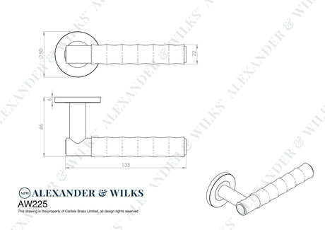 Alexander & Wilks Door Furniture Antique Brass / Door Handles on Rose Alexander & Wilks - Spitfire Bamboo Lever on Rose - Antique Brass