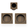 Alexander & Wilks Door Furniture Antique Brass / Flush Pull Alexander & Wilks - Square sliding door pull kit-Antique Brass