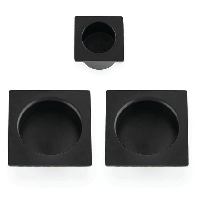 Alexander & Wilks Door Furniture Black / Flush Pull Alexander & Wilks - Square sliding door pull kit-Black
