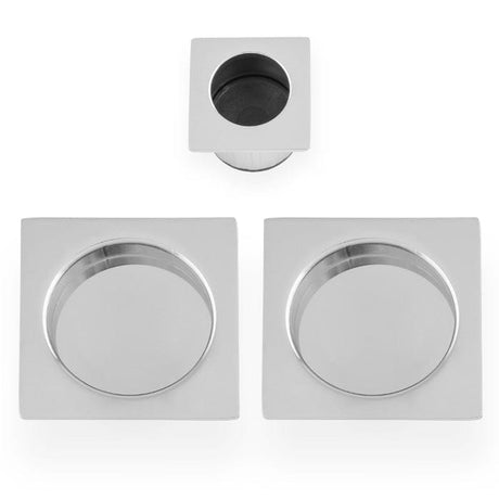 Alexander & Wilks Door Furniture Polished Chrome / Flush Pull Alexander & Wilks - Square sliding door pull kit-Polished Chrome