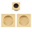 Alexander & Wilks Door Furniture Satin Brass PVD / Flush Pull Alexander & Wilks - Square sliding door pull kit-Satin Brass PVD