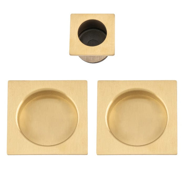 Alexander & Wilks Door Furniture Satin Brass PVD / Flush Pull Alexander & Wilks - Square sliding door pull kit-Satin Brass PVD