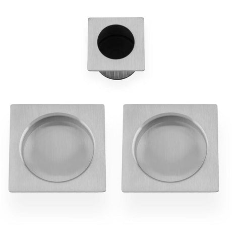 Alexander & Wilks Door Furniture Satin Chrome / Flush Pull Alexander & Wilks - Square sliding door pull kit-Satin Chrome