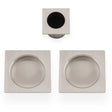 Alexander & Wilks Door Furniture Satin Nickel / Flush Pull Alexander & Wilks - Square sliding door pull kit-Satin Nickel