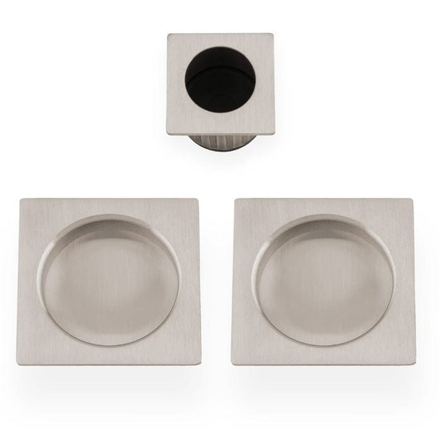 Alexander & Wilks Door Furniture Satin Nickel / Flush Pull Alexander & Wilks - Square sliding door pull kit-Satin Nickel