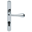 High quality image of Manital - Astro Lever on Euro Lock Narrowplate 92mm c/c - Polished Chrome | Sku. aq1np92cp | Trade Door Handles.
