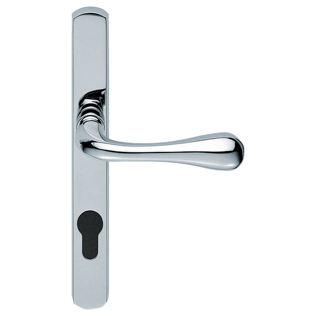 High quality image of Manital - Astro Lever on Euro Lock Narrowplate 92mm c/c - Polished Chrome | Sku. aq1np92cp | Trade Door Handles.