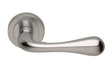 High quality image of Manital - Astro Lever on Round Rose - Satin Chrome | Sku. aq1sc | Trade Door Handles.