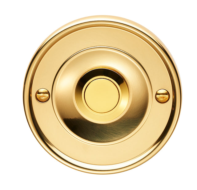 High quality image of Carlisle Brass - Round Bell Push - Polished Brass | Sku. aq30 | Trade Door Handles.