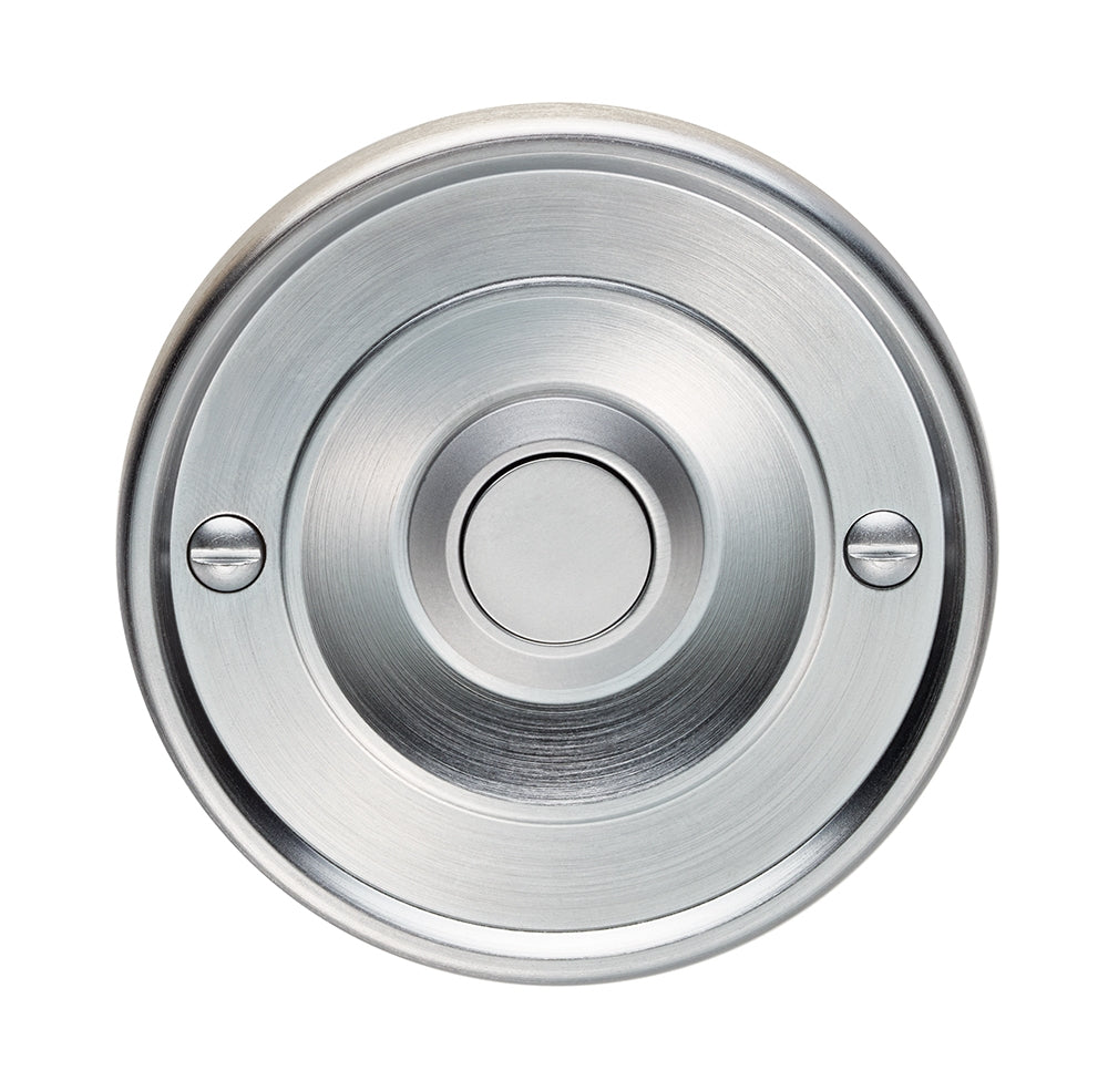 High quality image of Carlisle Brass - Round Bell Push - Satin Chrome | Sku. aq30sc | Trade Door Handles.