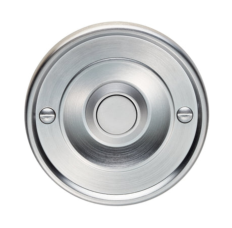 High quality image of Carlisle Brass - Round Bell Push - Satin Chrome | Sku. aq30sc | Trade Door Handles.