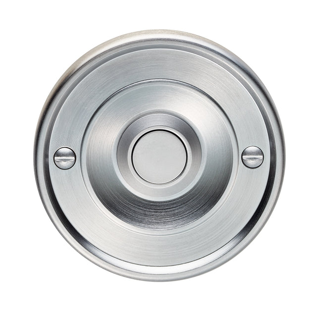 High quality image of Carlisle Brass - Round Bell Push - Satin Chrome | Sku. aq30sc | Trade Door Handles.