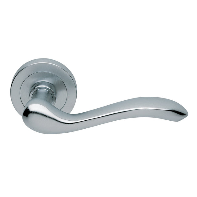 High quality image of Manital - Apollo Lever on Round Rose - Satin Chrome | Sku. aq3sc | Trade Door Handles.