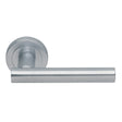 High quality image of Manital - Calla Lever on Round Rose - Satin Chrome | Sku. aq4sc | Trade Door Handles.