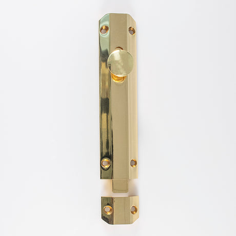 High quality image of Carlisle Brass - Surface Bolt 152mm - Polished Brass | Sku. aq82 | Trade Door Handles.