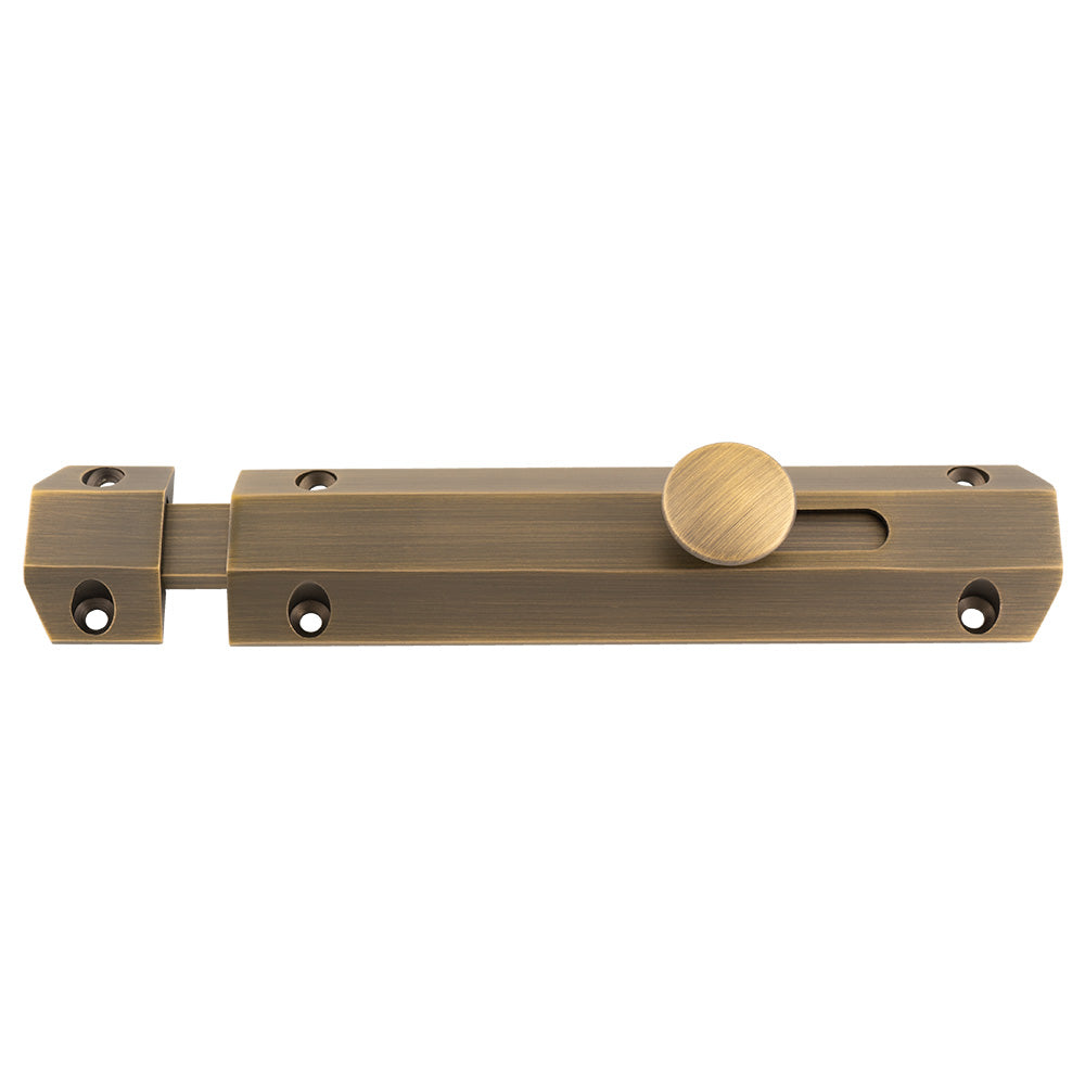 High quality image of Carlisle Brass - 152 x 36mm surface bolt c/w keep flat & angled mortice keeps - antique brass | Sku. aq82ab | Trade Door Handles.