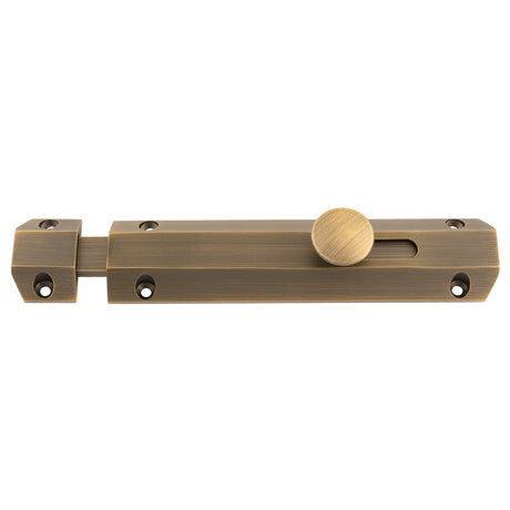 High quality image of Carlisle Brass - 152 x 36mm surface bolt c/w keep flat & angled mortice keeps - antique brass | Sku. aq82ab | Trade Door Handles.