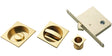 High quality image of Manital - Sliding Door Lock Set (Square) - Polished Brass | Sku. art55bq | Trade Door Handles.