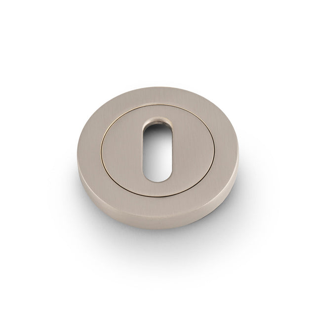 High quality image of Alexander & Wilks - Escutcheon Standard Profile On 50X6mm Rose Satin Nickel | Sku.AW391SN | Trade Door Handles.