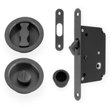 High quality image of Alexander & Wilks - Radius Sliding Door Lock Set - Dark Bronze PVD | Sku. aw110rdbzpvd | Trade Door Handles.