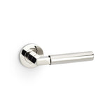 High quality image of Alexander & Wilks - Hurricane Plain Lever on Round Rose - Polished Nickel PVD | Sku. aw201pnpvd | Trade Door Handles.