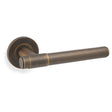 High quality image of Alexander & Wilks - Kingston Plain Lever on Round Rose-Antique Brass | Sku.AW241AB | Trade Door Handles.