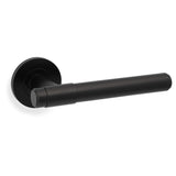 High quality image of Alexander & Wilks - Kingston Plain Lever on Round Rose-Black | Sku. aw241bl | Trade Door Handles.