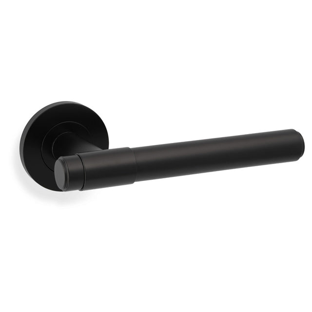 High quality image of Alexander & Wilks - Kingston Plain Lever on Round Rose-Black | Sku.AW241BL | Trade Door Handles.