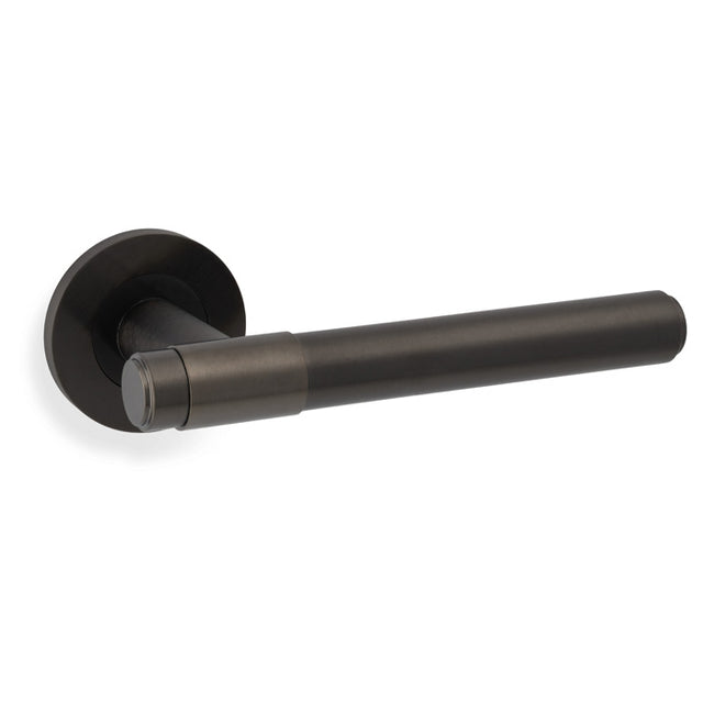High quality image of Alexander & Wilks - Kingston Plain Lever on Round Rose-Dark Bronze PVD | Sku. aw241dbzpvd | Trade Door Handles.