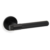 High quality image of Alexander & Wilks - Kingston Reeded lever on Round Rose-Black | Sku. aw242bl | Trade Door Handles.