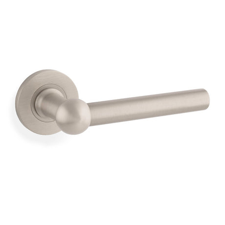 High quality image of Alexander & Wilks - Siskin Lever On Rose - Satin Nickel | Sku. aw250sn | Trade Door Handles.
