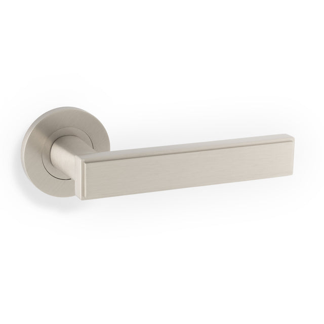High quality image of Alexander & Wilks Jesper Lever on Rose-Satin Nickel | Sku. AW260SN | Trade Door Handles.