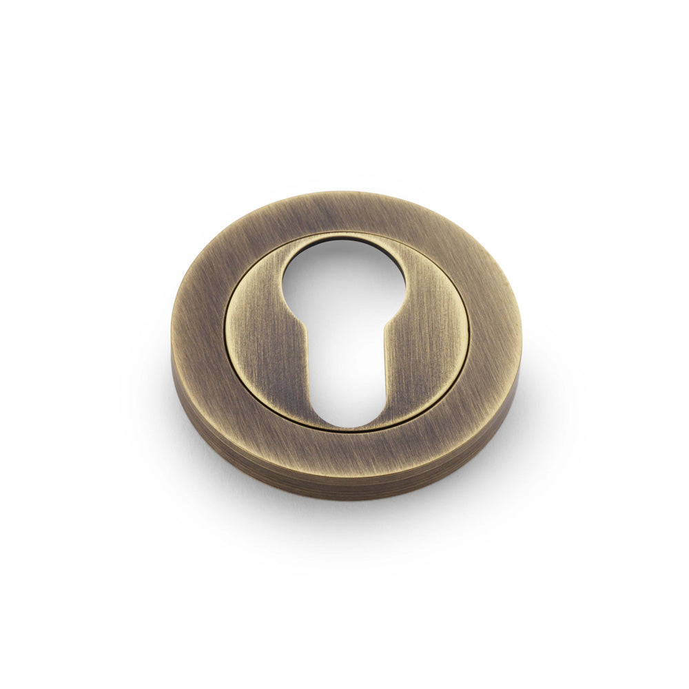 High quality image of Alexander & Wilks - Concealed Fix Escutcheon Euro Profile - Antique Brass | Sku. aw390ab | Trade Door Handles.