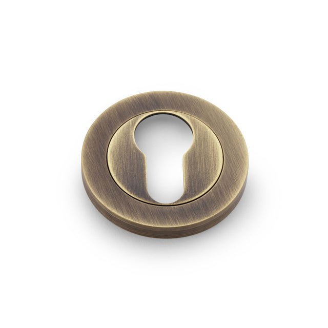 High quality image of Alexander & Wilks - Concealed Fix Escutcheon Euro Profile - Antique Brass | Sku. aw390ab | Trade Door Handles.
