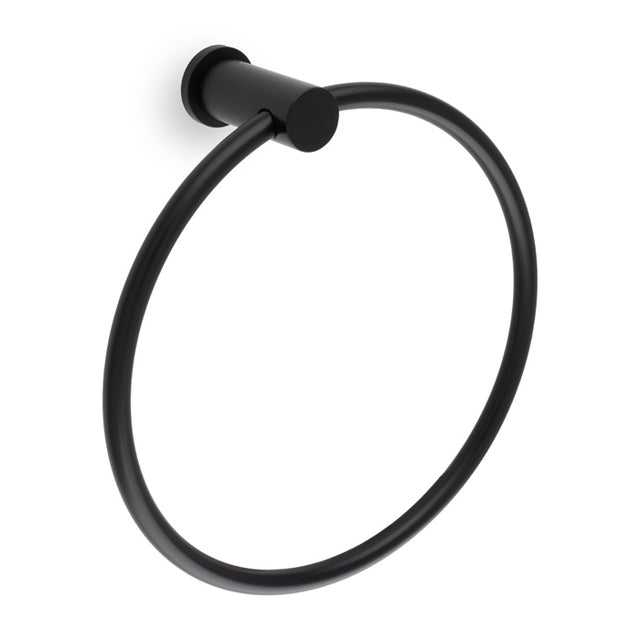 High quality image of Alexander & Wilks - Brunel Plain Towel Ring-Black | Sku.AW455BL | Trade Door Handles.