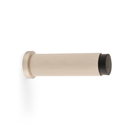 High quality image of Alexander & Wilks - Projection Cyl. Doorstop Reeded 75X20mm Satin Nickel | Sku.AW602-75-SN | Trade Door Handles.