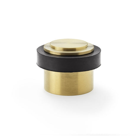 High quality image of Alexander & Wilks - Plain Floor Mounted Door Stop - Satin Brass PVD | Sku. aw603sbpvd | Trade Door Handles.